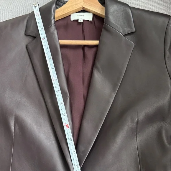 Vince Leather Shrunken Blazer Brown Size XL